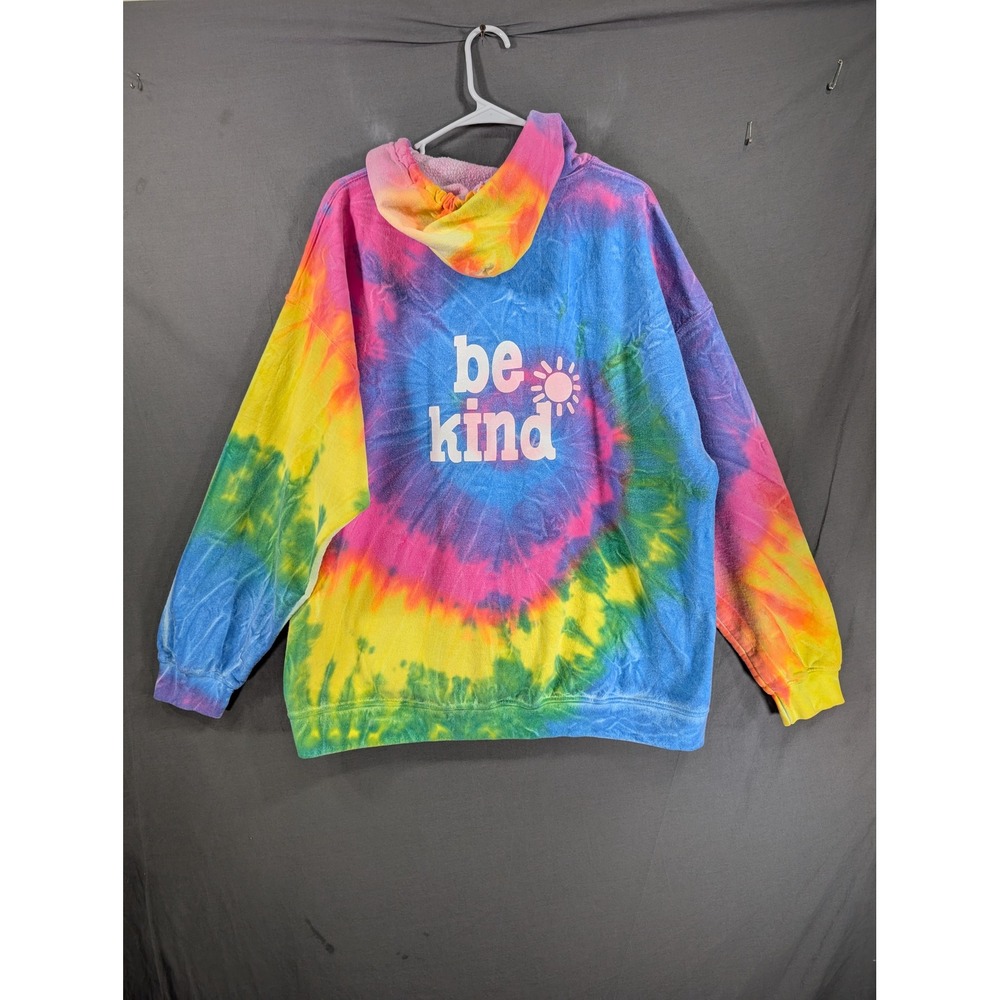 Gildan Heavy Blend Be Kind Tie Dye Zip Up Hoodie Sweatshirt Multicolor 2XL - Picture 2 of 8